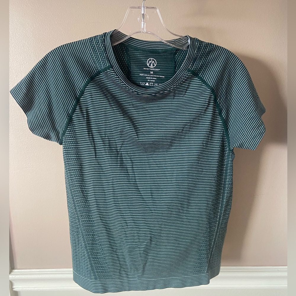 Women's Green Striped Muscle Tee